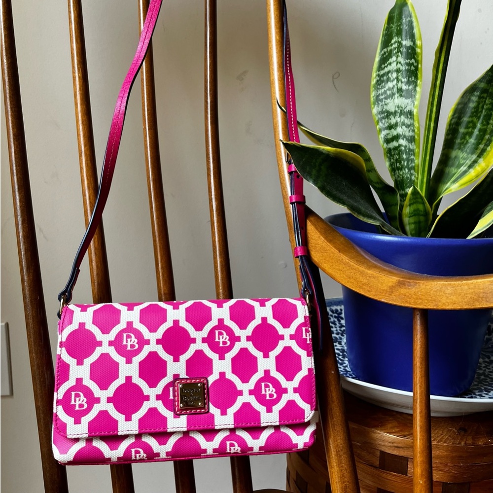Dooney & Bourke monogram Crossbody purse, Sanibel pink & yellow print  NWOT